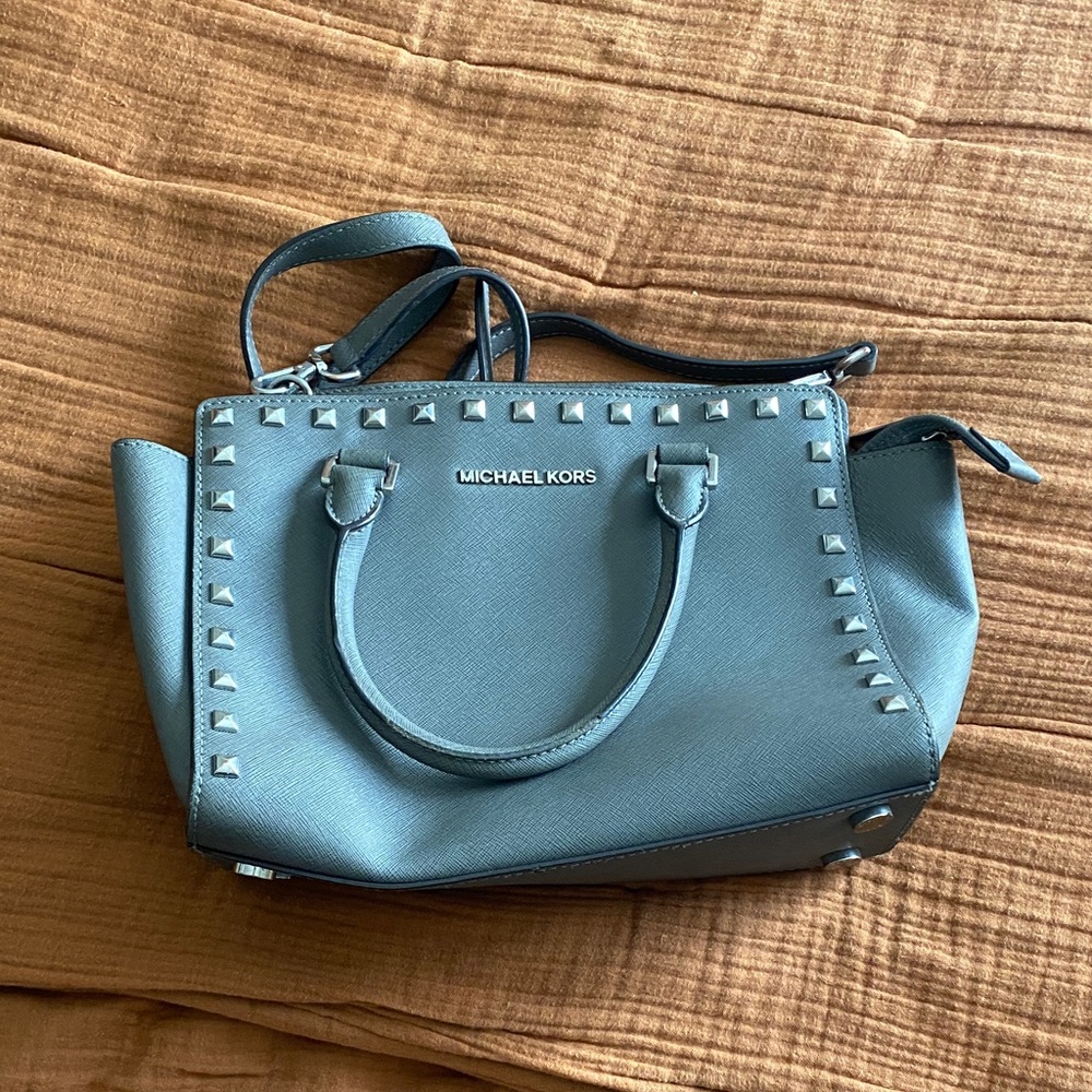 Michael Kors Gray Studded Satchel